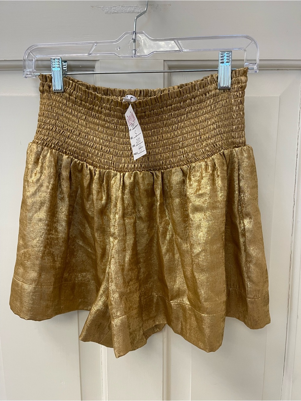 TCEC Metallic Gold Smocked Waist Skort